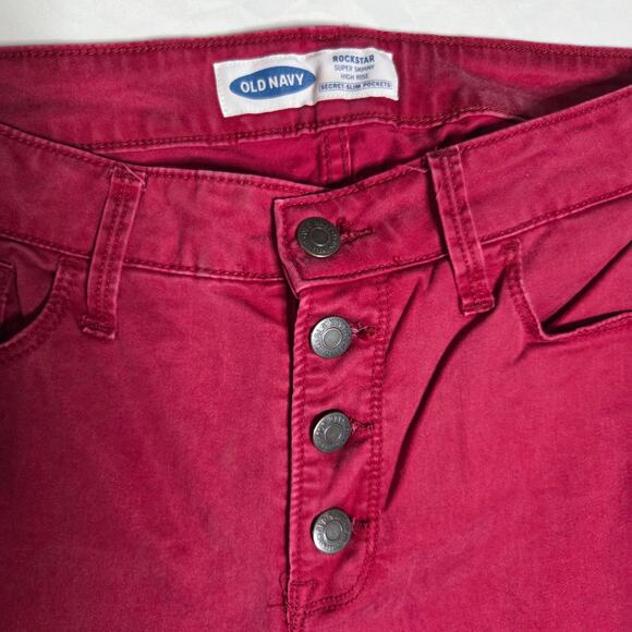Old Navy Burgundy Super Skinny High Rise Jeans Size 4 - Picture 2 of 8